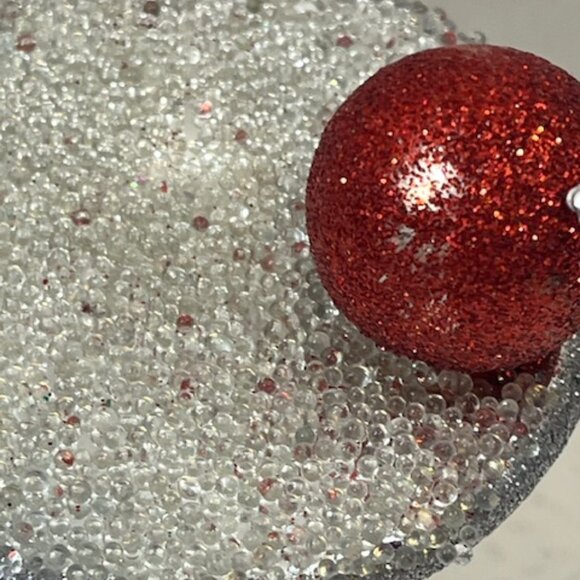 VTG Christmas Martini Glitter Glass/Plastic Ornament w/Red Bulb on Top 4.5" Tall - Picture 8 of 10